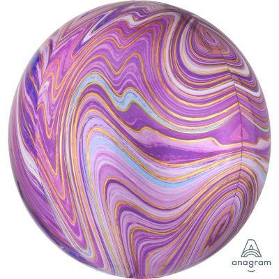 Marblez Orbz Balloon Purple, White & Gold #41395