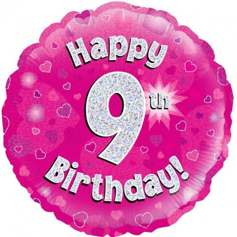 9th Birthday Pink Foil 45cm Balloon #227604