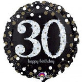 30th Birthday Foil Black & Gold 45cm Balloon #32129