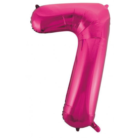 Giant INFLATED Magenta Number 7 Foil 86cm Balloon #213727