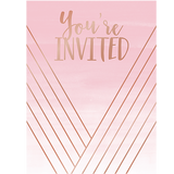 Rose All Day Invitations Postcard Style Rose Gold Foil 11cm x 15cm 8 pack #62166