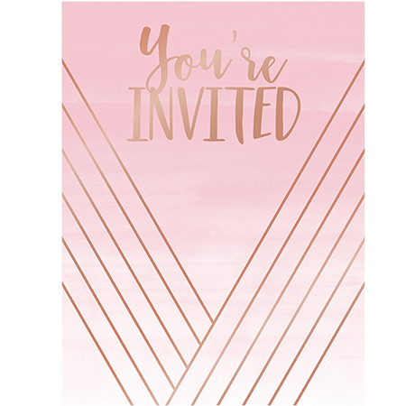 Rose All Day Invitations Postcard Style Rose Gold Foil 11cm x 15cm 8 pack #62166