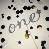 1st Birthday 'One" Glittered Cake Topper in Blue with Star