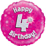 4th Birthday Pink Foil 45cm Balloon #227550