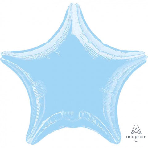 Pastel Blue Metallic Star Foil 45cm Balloon INFLATED #07126