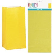 12 Paper Bags - Yellow 26cm H X 13cm W #59000