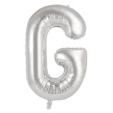 Giant Letter Balloon G Silver Foil 86cm #213906