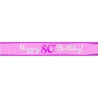 80th Birthday Foil Banner Pink 2.7m
