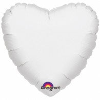 White Heart Foil 43cm Balloon INFLATED #10595