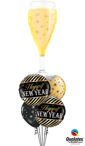 Happy New Year Champagne Glass Balloon Bouquet