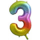Giant INFLATED Rainbow Splash Number 3 Foil 86cm Balloon #213773