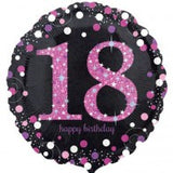 18th Birthday Foil Pink & Black Celebration Holographic #33783