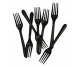 Black Reusable Plastic Cutlery Forks 20pk