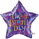 Happy Birthday Giant Purple Star Foil Balloon INFLATED #35358