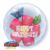 Birthday Flower & Butterfly Double Bubble Balloon #68805