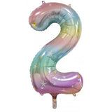 Giant INFLATED Pastel Rainbow Number 2 Foil Balloon #213792