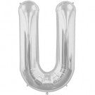 Silver Letter U Balloon AIR FILLED SMALL 41cm #00499