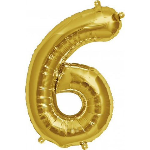 Gold Number 6 Balloon AIR FILLED  SMALL 41cm #00563