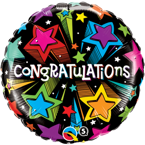 Congratulations Shooting Stars Foil 45cm Balloon #41434