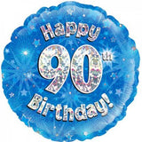 90th Birthday Foil Blue Balloon Oaktree #228076