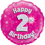 2nd Birthday Pink Foil 45cm Balloon #227536