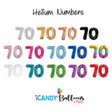 70th Giant INFLATED Helium Number Balloons 22 Colours to choose from