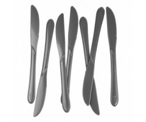Silver Reusable Plastic Cutlery Knife Knives 20pk