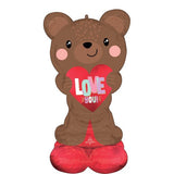 AIRLOONZ SATIN BROWN LOVE YOU BEAR INFLATED 68cm x 124cm Air Fill Only #45151