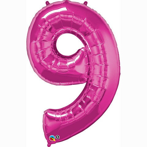 Megaloon Number 9 Magenta 86cm Balloon #30603
