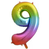 Giant INFLATED Rainbow Splash Number 9 Foil 86cm Balloon #213779