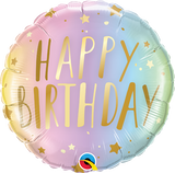Happy Birthday Foil 45cm Rainbow Ombre Gold Stars #88052