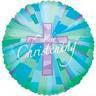 Christening Blue Green Foil 45cm Balloon INFLATED #19061