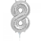 Air Fill Silver Number 8 Balloon 41cm #00440