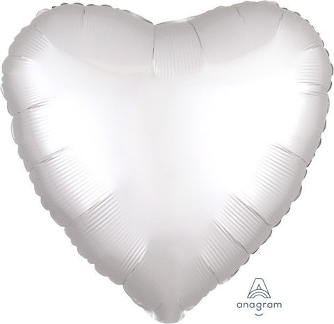 Pastel White Pearl Satin Luxe Foil Heart 43cm Balloon INFLATED #38590