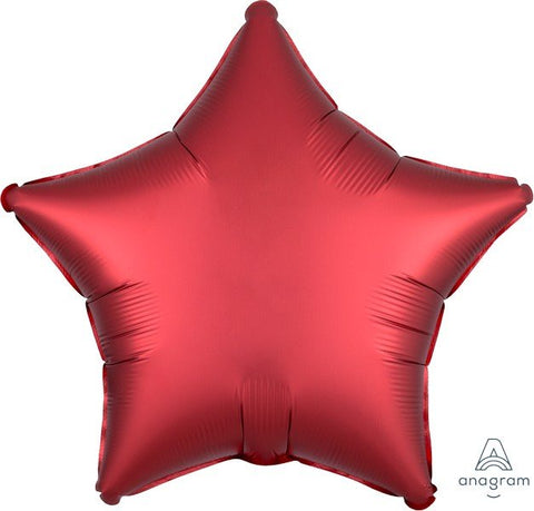Red Sangria Star Foil Satin Finish 48cm Balloon INFLATED #38585
