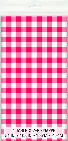 Red Gingham Check Plastic Tablecover