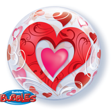 Red Hearts & Filigree Bubble Balloon #33909