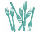 Turquoise Reusable Plastic Cutlery Forks 20pk