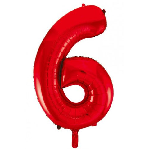 Giant INFLATED Red Number 6 Foil 86cm Balloon #213826
