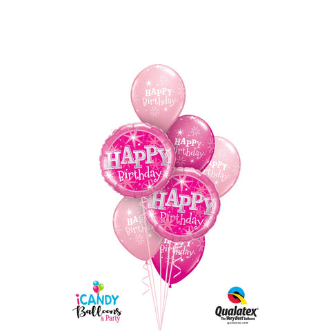 Happy Birthday Pink Dazzler Balloon Bouquet