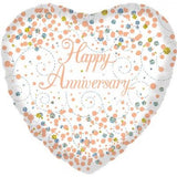 Happy Anniversary Foil Rose Gold 45cm Heart Balloon #229615