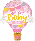 Welcome Baby Hot Air Balloon in Pink INFLATED #78656