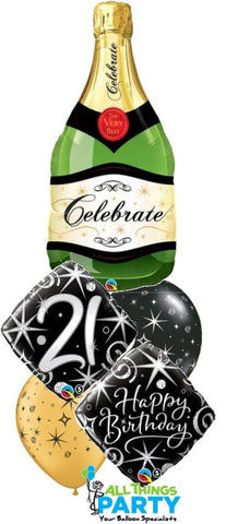 21st Birthday Celebrate Sparkle Balloon Bouquet #21BD01