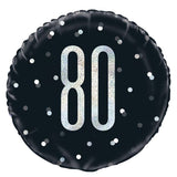 80th Birthday 45cm (18") Prismatic Black & Silver #83350