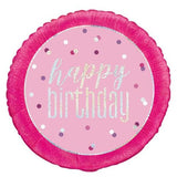 Happy Birthday Pink Confetti Foil 45cm Balloon