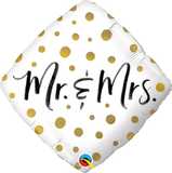 Mr & Mrs Gold Dots Diamond Foil Balloon #57334