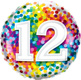 12th Birthday Foil 45cm Confetti Print Balloon #13522