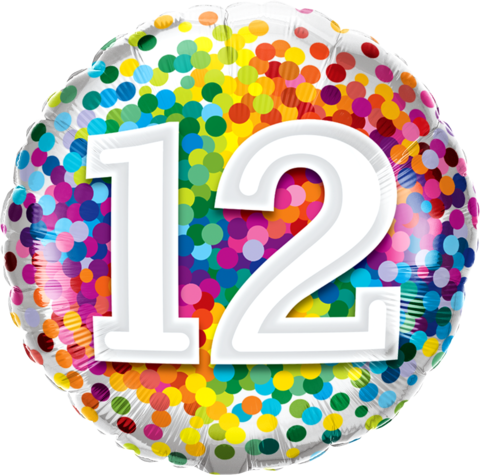12th Birthday Foil 45cm Confetti Print Balloon #13522
