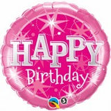 Happy Birthday Foil 45cm Balloon Sparkle Pink INFLATED #37913