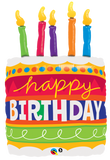 Happy Birthday Cake & Candle Foil Supershape Balloon #17269